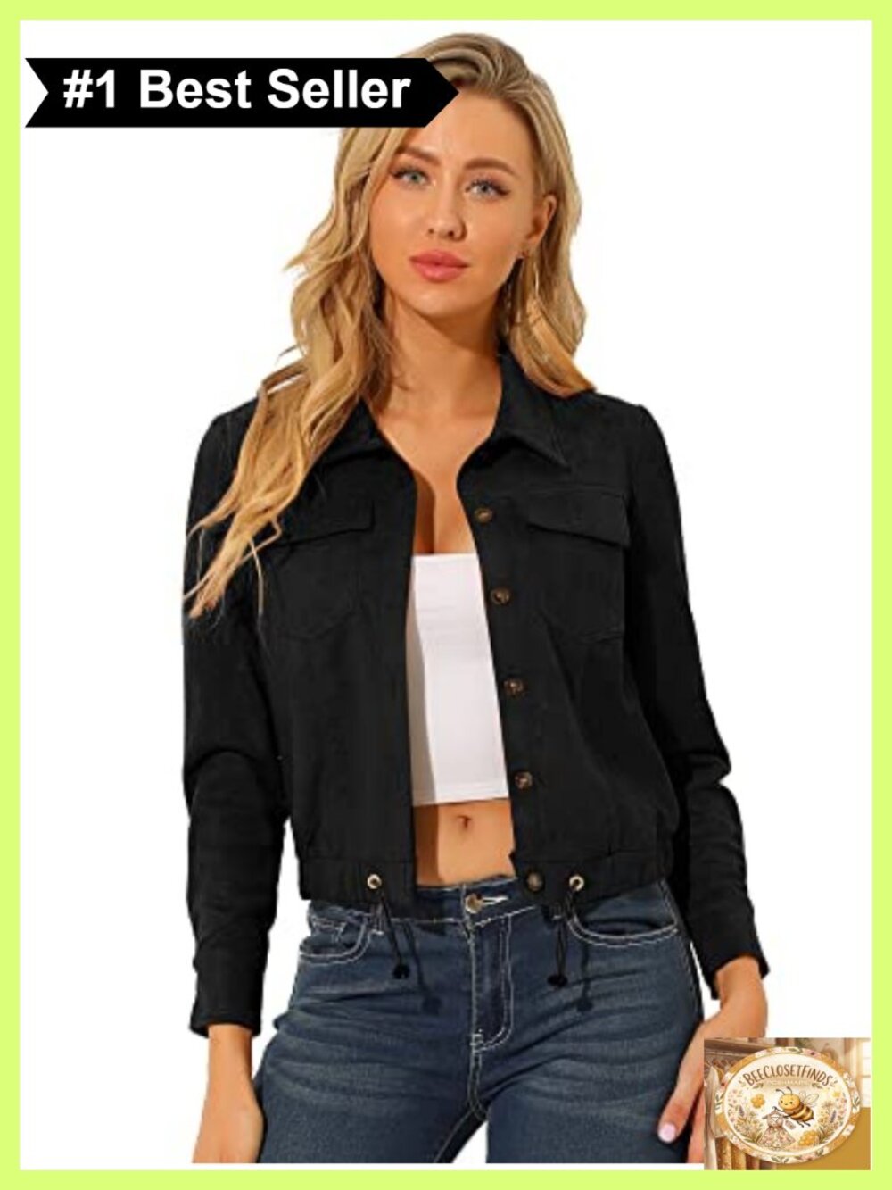 Faux Suede Biker Jacket Button Down Moto Cropped Coat